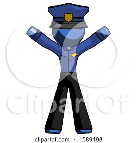 Blue Police Man Surprise Pose, Arms and Legs out by Leo Blanchette