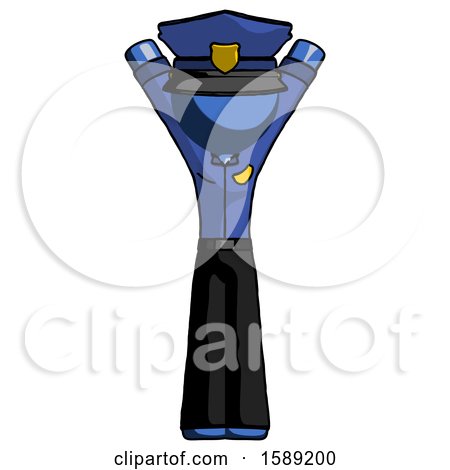 Blue Police Man Hands up by Leo Blanchette