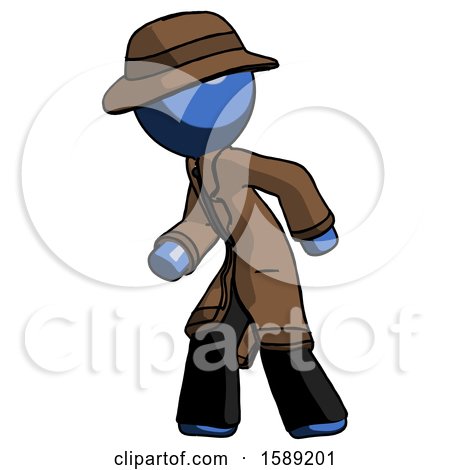 Blue Detective Man Suspense Action Pose Facing Left by Leo Blanchette