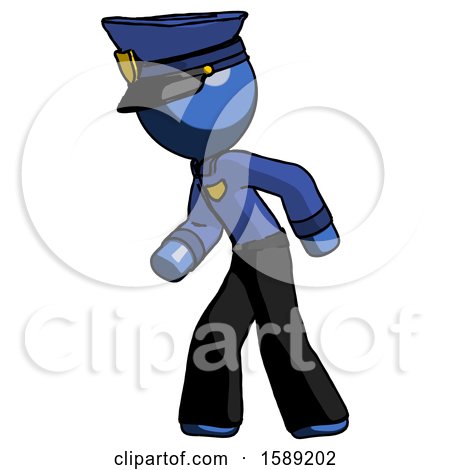 Blue Police Man Suspense Action Pose Facing Left by Leo Blanchette