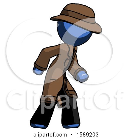 Blue Detective Man Suspense Action Pose Facing Right by Leo Blanchette
