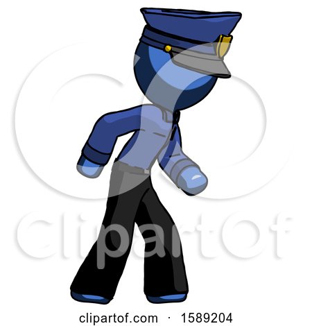 Blue Police Man Suspense Action Pose Facing Right by Leo Blanchette