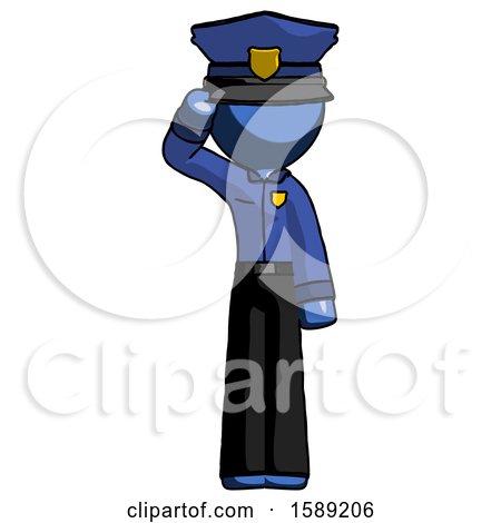 Blue Police Man Soldier Salute Pose by Leo Blanchette