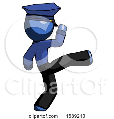 Blue Police Man Kick Pose by Leo Blanchette