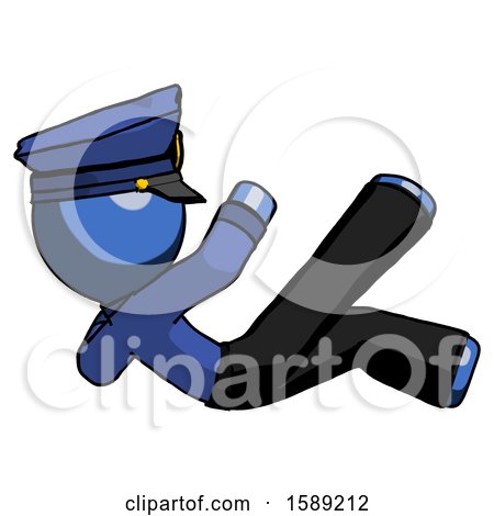 Blue Police Man Falling Backwards by Leo Blanchette