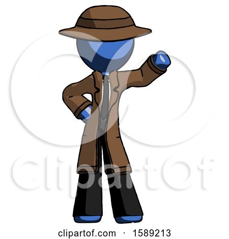 Blue Detective Man Waving Left Arm with Hand on Hip by Leo Blanchette