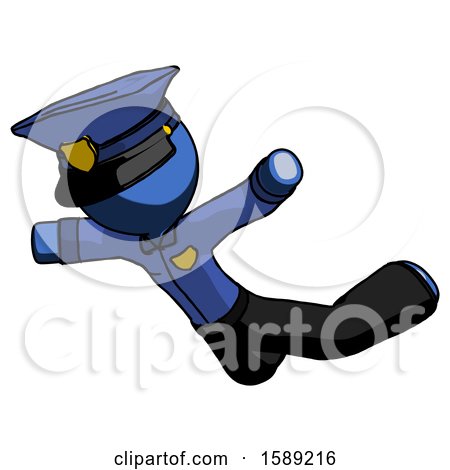 Blue Police Man Skydiving or Falling to Death by Leo Blanchette