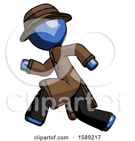 Blue Detective Man Running Fast Left by Leo Blanchette
