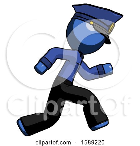 Blue Police Man Running Fast Right by Leo Blanchette