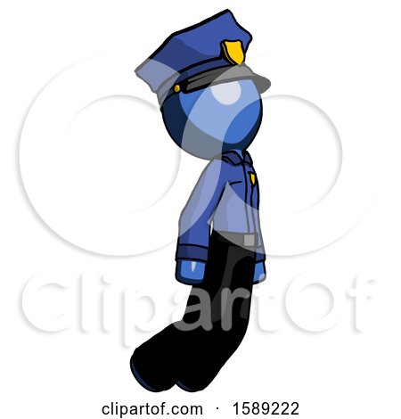 Blue Police Man Floating Through Air Right by Leo Blanchette