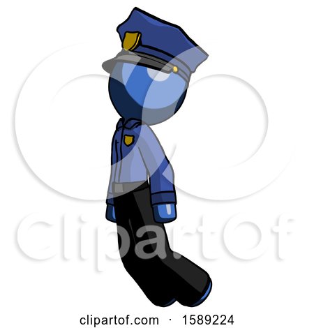Blue Police Man Floating Through Air Left by Leo Blanchette