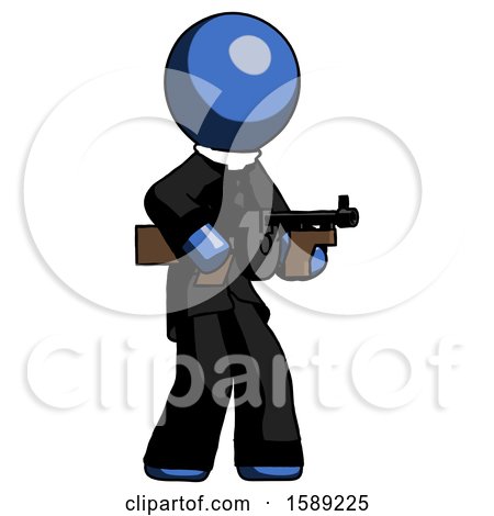 Blue Clergy Man Tommy Gun Gangster Shooting Pose by Leo Blanchette