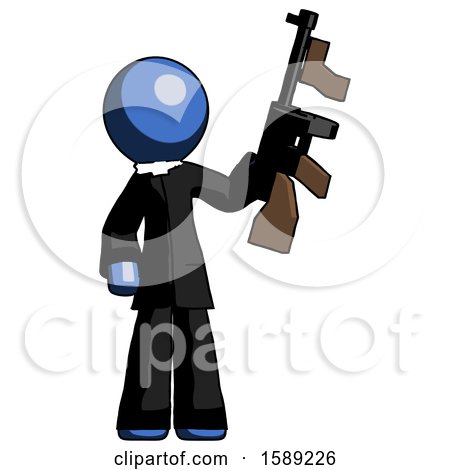 Blue Clergy Man Holding Tommygun by Leo Blanchette