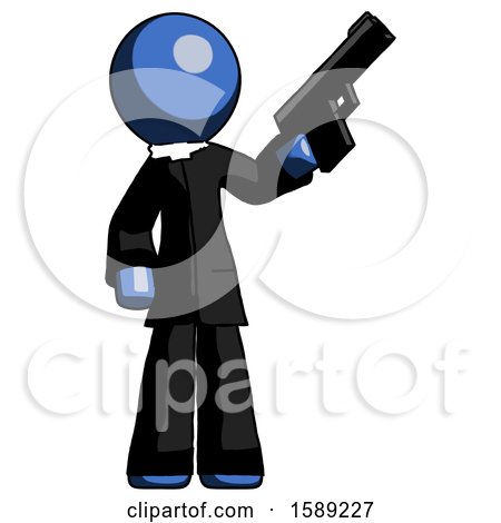 Blue Clergy Man Holding Handgun by Leo Blanchette