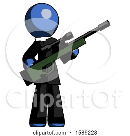Blue Clergy Man Holding Sniper Rifle Gun by Leo Blanchette