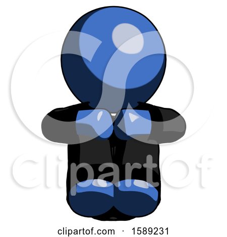 Blue Clergy Man Sitting with Head down Facing Forward by Leo Blanchette