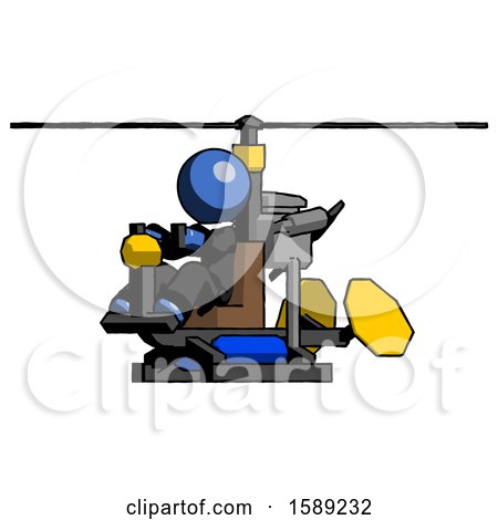 Blue Clergy Man Flying in Gyrocopter Front Side Angle View by Leo Blanchette