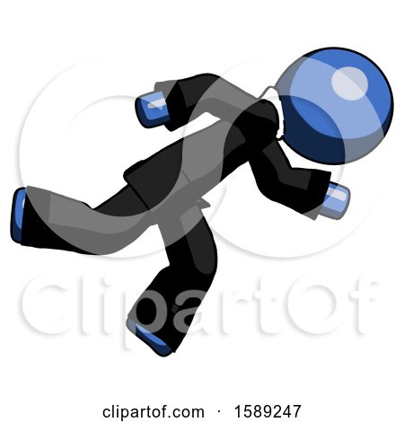 Blue Clergy Man Running While Falling down by Leo Blanchette