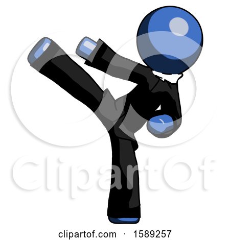 Blue Clergy Man Ninja Kick Left by Leo Blanchette