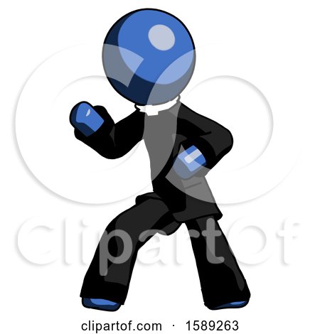 Blue Clergy Man Martial Arts Defense Pose Left by Leo Blanchette