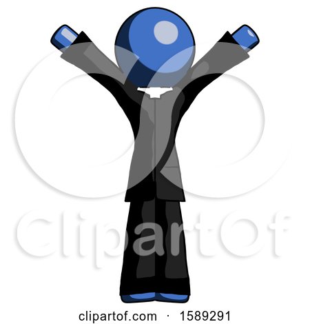Blue Clergy Man with Arms out Joyfully by Leo Blanchette