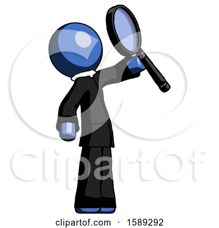 Blue Clergy Man Inspecting with Large Magnifying Glass Facing up by Leo Blanchette