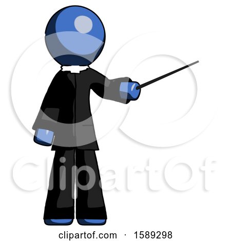 Blue Clergy Man Teacher or Conductor with Stick or Baton Directing by Leo Blanchette