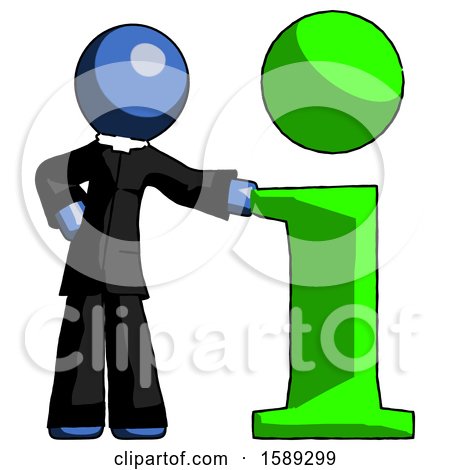Blue Clergy Man with Info Symbol Leaning up Against It by Leo Blanchette