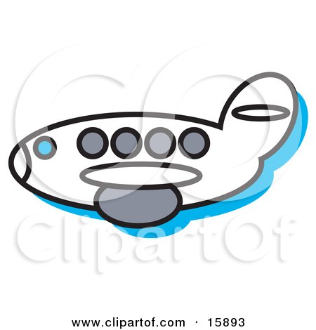 White Commercial Airliner Jet Flying Through The Sky Clipart Illustration by Andy Nortnik