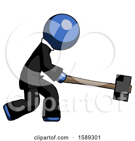 Blue Clergy Man Hitting with Sledgehammer, or Smashing Something by Leo Blanchette