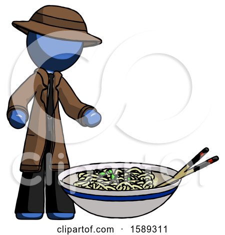 Blue Detective Man and Noodle Bowl, Giant Soup Restaraunt Concept by Leo Blanchette