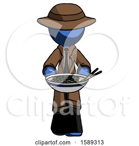 Blue Detective Man Serving or Presenting Noodles by Leo Blanchette