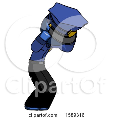 Blue Police Man with Headache or Covering Ears Turned to His Right by Leo Blanchette