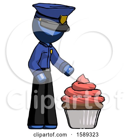 Blue Police Man with Giant Cupcake Dessert by Leo Blanchette