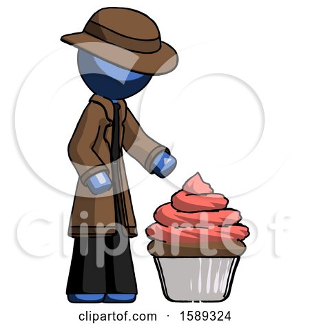 Blue Detective Man with Giant Cupcake Dessert by Leo Blanchette