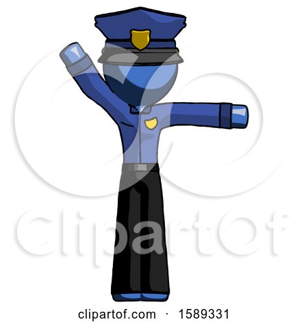 Blue Police Man Directing Traffic Right by Leo Blanchette