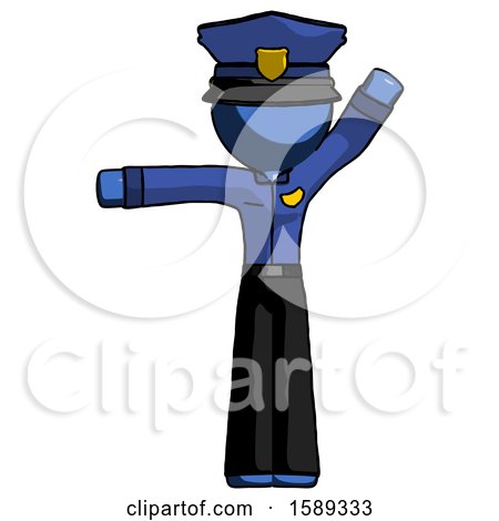 Blue Police Man Directing Traffic Left by Leo Blanchette