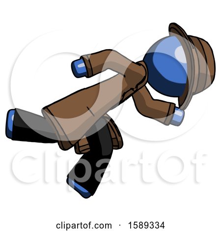 Blue Detective Man Running While Falling down by Leo Blanchette