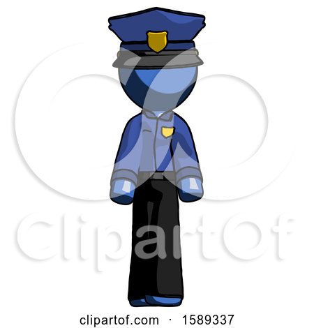 Blue Police Man Walking Front View by Leo Blanchette