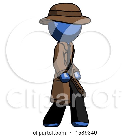 Blue Detective Man Walking Turned Right Front View by Leo Blanchette