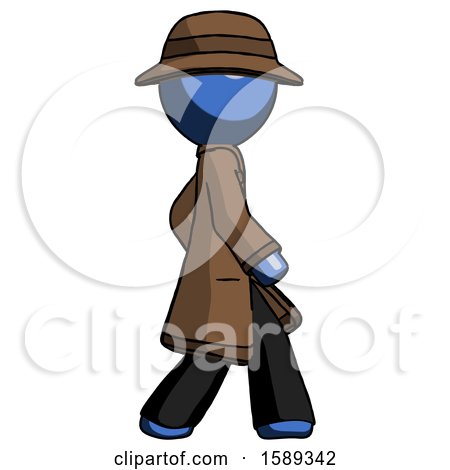 Blue Detective Man Walking Right Side View by Leo Blanchette
