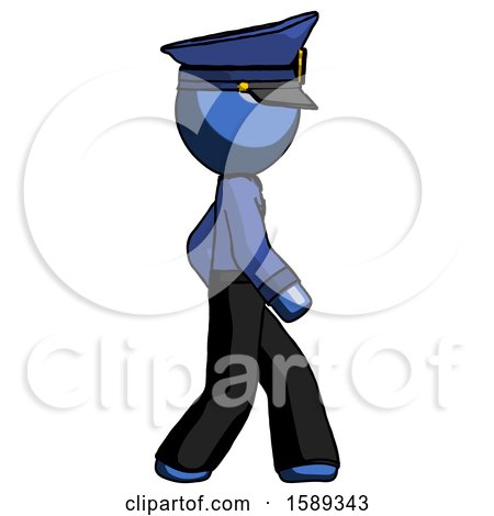 Blue Police Man Walking Right Side View by Leo Blanchette