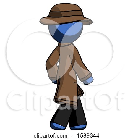 Blue Detective Man Walking Away Direction Right View by Leo Blanchette