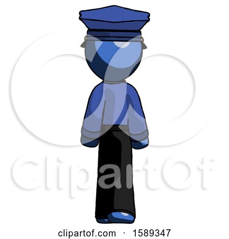 Blue Police Man Walking Away, Back View by Leo Blanchette