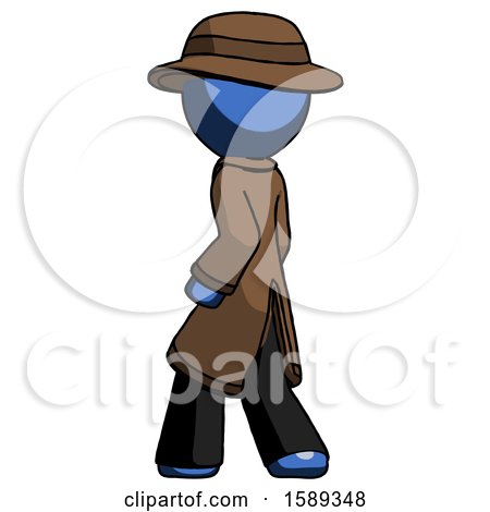 Blue Detective Man Walking Away Direction Left View by Leo Blanchette