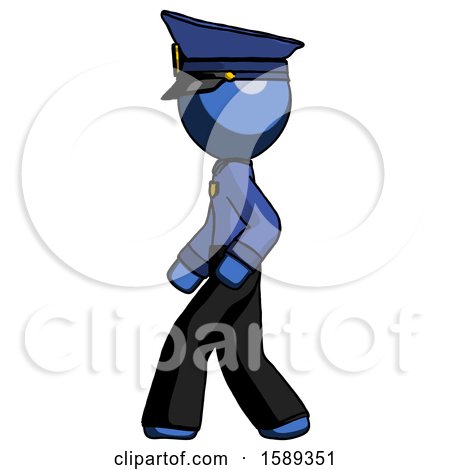 Blue Police Man Walking Left Side View by Leo Blanchette