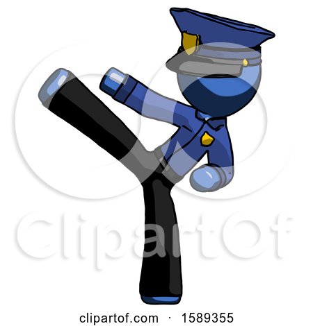 Blue Police Man Ninja Kick Left by Leo Blanchette