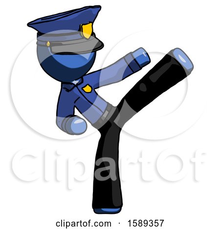 Blue Police Man Ninja Kick Right by Leo Blanchette
