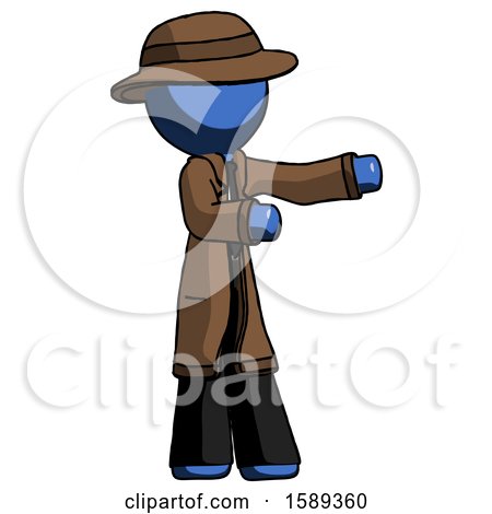 Blue Detective Man Presenting Something to His Left by Leo Blanchette