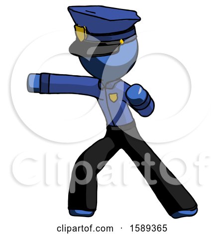 Blue Police Man Martial Arts Punch Left by Leo Blanchette